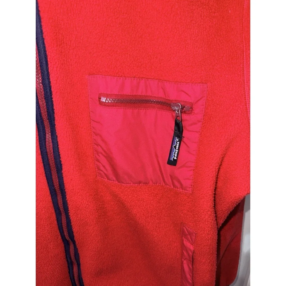 Vintage Patagonia Retro Fleece Jacket Deep Pile Red Full Zip‎ Made in USA XL